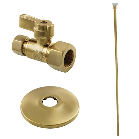 Kingston Brass Toilet Supply Kit, 58 OD x 38 OD Comp Straight Valve, Brushed Brass KF53357TKF20